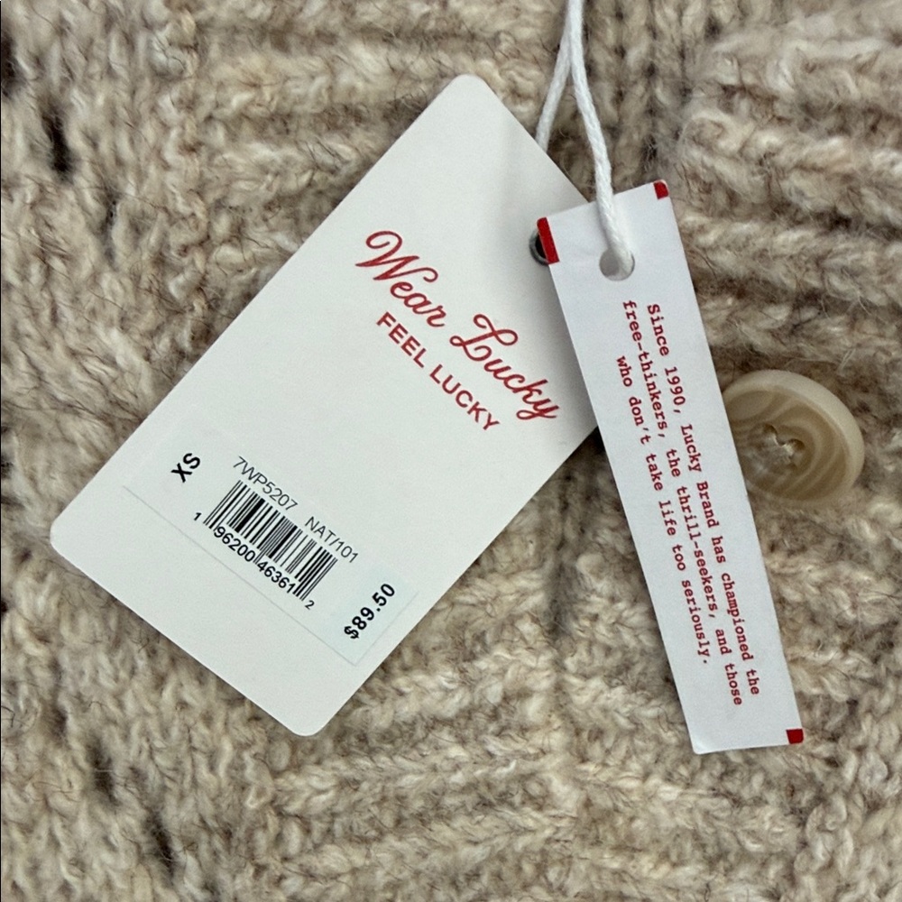 Lucky Brand Cream Cable Knit Button-Front Cardigan - Picture 3 of 4